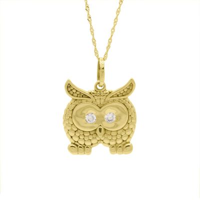 Pingente De Ouro 18k Coruja