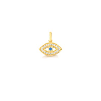 Pingente De Ouro 18k Olho Grego Com Zircônias - 101982 - Fábrica do Ouro ®️
