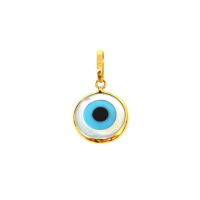 Pingente De Ouro 18k Olho Grego Em Madrepérola Redondo De 5mm - 102958 - Fábrica do Ouro ®️