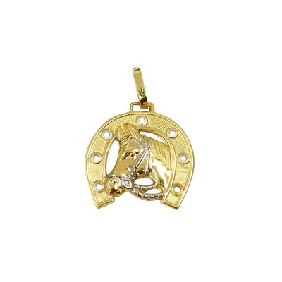 Pingente De Ouro 18k Cavalo Com Ferradura 22mm - 100493 - Fábrica do Ouro ®️