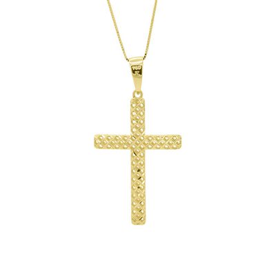 Pingente De Ouro 18k Cruz Diamantada M