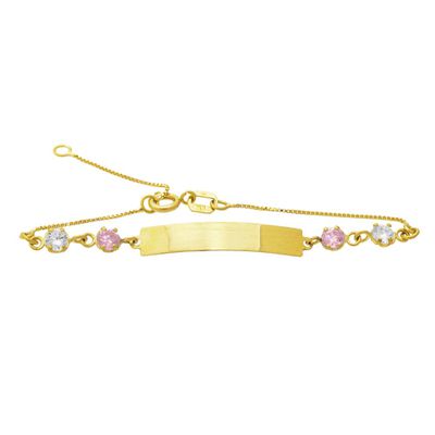 Pulseira Infantil De Ouro 18k Veneziana De 12,5cm Com Zircônia - 10187... - Fábrica do Ouro ®️
