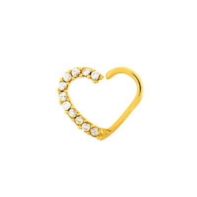 Piercing De Orelha Ou Tragus De Ouro 18k Coração de Zircônias