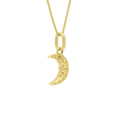 Pingente De Ouro 18k Lua Diamantada P