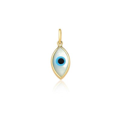 Pingente De Ouro 18k Olho Grego Em Madrepérola Navete De 17mm - 102959 - Fábrica do Ouro ®️