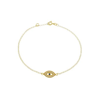 Pulseira De Ouro 18k Elo português Olho grego De 0,7mm Com 18cm - 1034... - Fábrica do Ouro ®️
