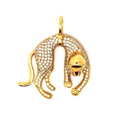 Pingente De Ouro 18k Pantera Com Zircônias - 100632 - Fábrica do Ouro ®️