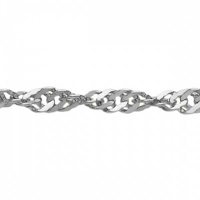 Corrente De Ouro Branco 18k Singapura De 1,2mm Com 60cm 