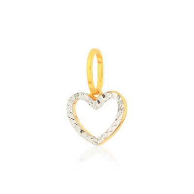 Pingente De Ouro 18k Coração Dois Ouros Amarelo/Branco M - 103092 - Fábrica do Ouro ®️