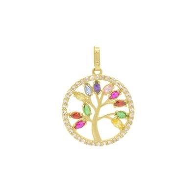 Pingente De Ouro 18k Arvore da Vida com Zircônia Coloridas - 103160 - Fábrica do Ouro ®️