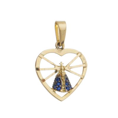 Pingente De Ouro 18k Coração Com Nossa Senhora Da Aparecida - 101704 - Fábrica do Ouro ®️