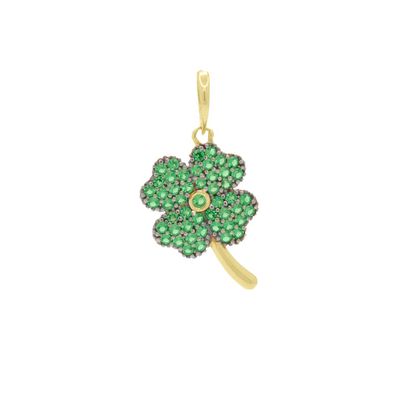Pingente De Ouro 18k Trevo com Zircônia - 103086 - Fábrica do Ouro ®️
