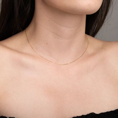 Corrente De Ouro 18k Veneziana De 0,5mm Com 40cm