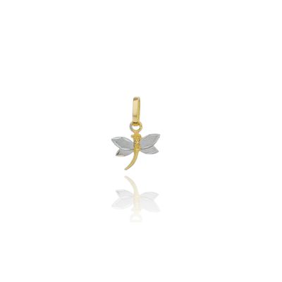 Pingente De Ouro 18k Bicolor Libélula - 102877 - Fábrica do Ouro ®️