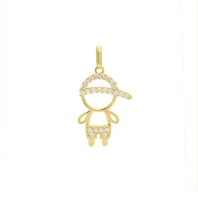 Pingente De Ouro 18k Menino Short Zircônias Bancas - 103164 - Fábrica do Ouro ®️