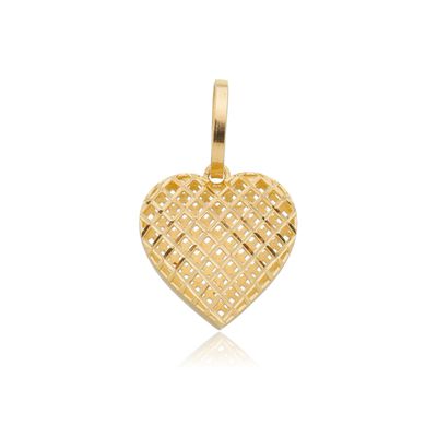 Pingente De Ouro 18k Coração Diamantada G - 103300 - Fábrica do Ouro ®️