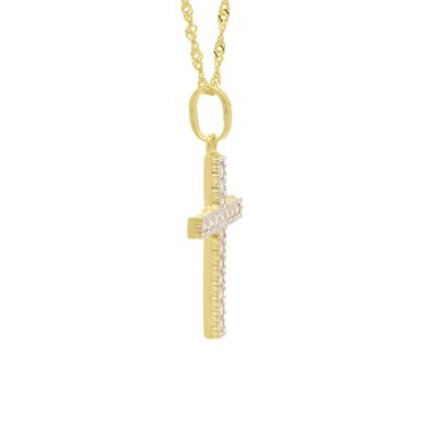 Pingente De Ouro 18k Cruz Com Zircônias 1,7cm