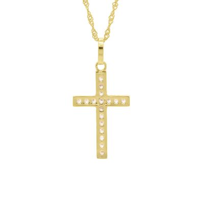 Pingente De Ouro 18k Cruz Com Zircônias 1,7cm