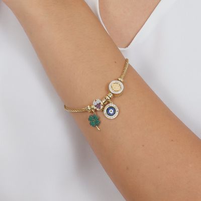 Pulseira De Ouro 18k Palmeira com Berloques 