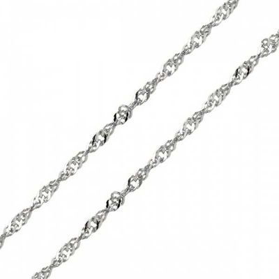 Corrente De Ouro Branco 18k Singapura De 0,8mm Com 50cm