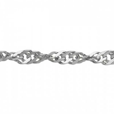 Corrente De Ouro Branco 18k Singapura De 0,8mm Com 50cm