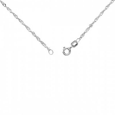 Corrente De Ouro Branco 18k Singapura De 0,8mm Com 50cm