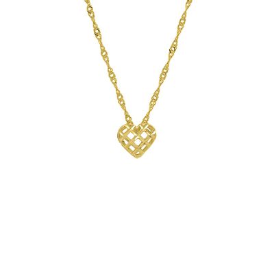 Pingente De Ouro 18k Coração Xadrez
