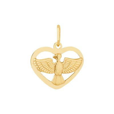 Pingente De Ouro 18k Espírito Santo Com Coração Pequeno - 101964 - Fábrica do Ouro ®️