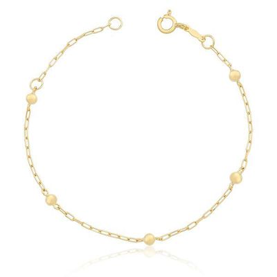 Pulseira Infantil De Ouro 18k Cartie Com 5 Bolinhas - 103097 - Fábrica do Ouro ®️
