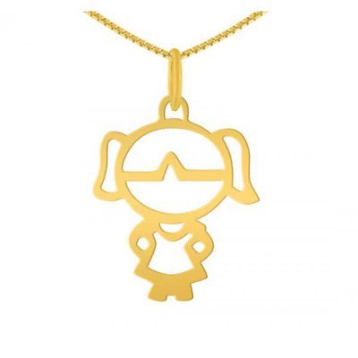Pingente De Ouro 18k Menina De 16mm