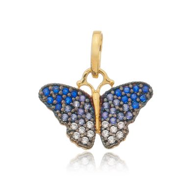 Pingente De Ouro 18k Borboleta Com Zircônia 1,2cm - 102756 - Fábrica do Ouro ®️