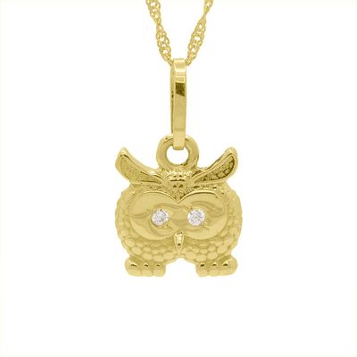Pingente De Ouro 18k Coruja P