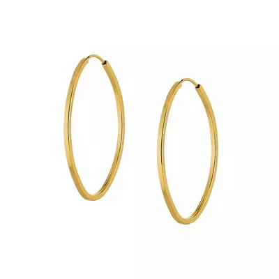 Brinco De Ouro 18k Argola Oval Slim M - 101288 - Fábrica do Ouro ®️