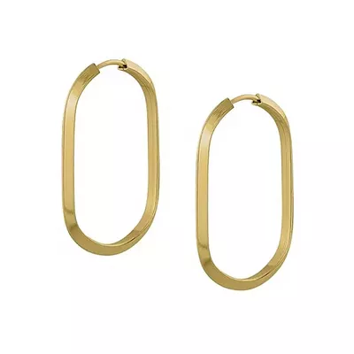 Brinco De Ouro 18k Argola Ovalada Plus G - 103012 - Fábrica do Ouro ®️