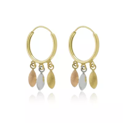 Brinco De Ouro 18k Argola Com Pingente Concha Tricolor - 102817 - Fábrica do Ouro ®️