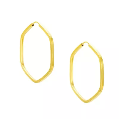 Brinco De Ouro 18k Argola Hexágono 16mm - 100575 - Fábrica do Ouro ®️
