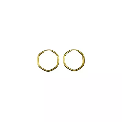 Brinco De Ouro 18k Argola Hexágono PP - 102863 - Fábrica do Ouro ®️