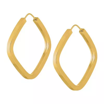 Brinco De Ouro 18k Argola Losango Plus GG - 103026 - Fábrica do Ouro ®️