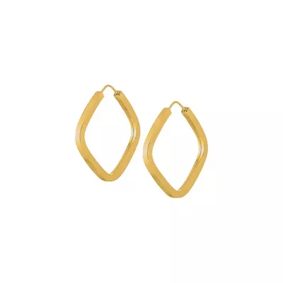 Brinco De Ouro 18k Argola Losango Plus PP - 100801 - Fábrica do Ouro ®️