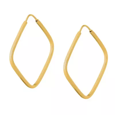 Brinco De Ouro 18k Argola Losango Slim GG - 103025 - Fábrica do Ouro ®️