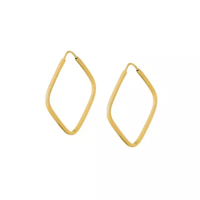 Brinco De Ouro 18k Argola Losango Slim P - 100473 - Fábrica do Ouro ®️