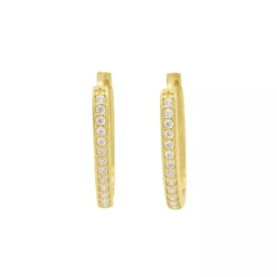 Brinco De Ouro 18k Argola Oval Celestial - 103323 - Fábrica do Ouro ®️