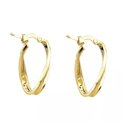 Brinco De Ouro 18k Argola Oval Detalhada - 103527 - Fábrica do Ouro ®️