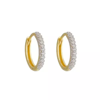 Brinco De Ouro 18k Argola Oval Radiante M - 103316 - Fábrica do Ouro ®️
