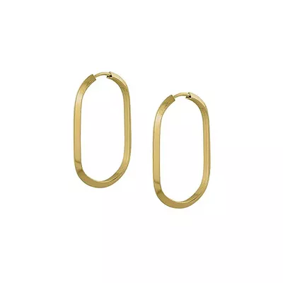 Brinco De Ouro 18k Argola Ovalada Plus P - 103010 - Fábrica do Ouro ®️