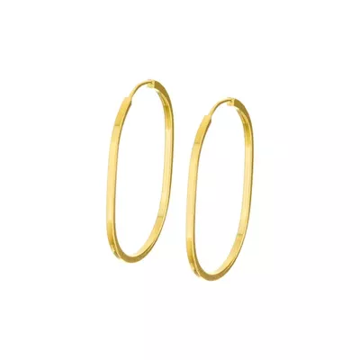 Brinco De Ouro 18k Argola Ovalada Slim M - 103014 - Fábrica do Ouro ®️