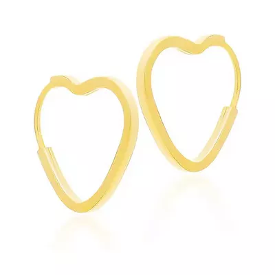 Brinco De Ouro 18k Argola Plus Coração P - 102850 - Fábrica do Ouro ®️