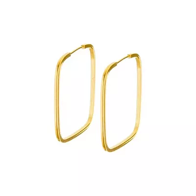 Brinco De Ouro 18k Argola Quadrada Slim M - 103038 - Fábrica do Ouro ®️