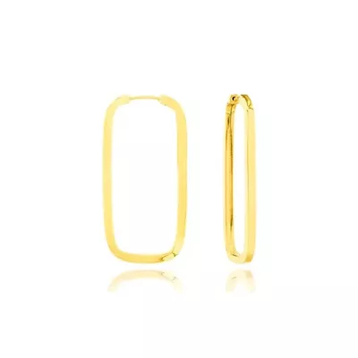 Brinco De Ouro 18k Argola Retangular Com 24mm - 101807 - Fábrica do Ouro ®️