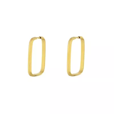 Brinco De Ouro 18k Argola Retangular Plus P - 103003 - Fábrica do Ouro ®️